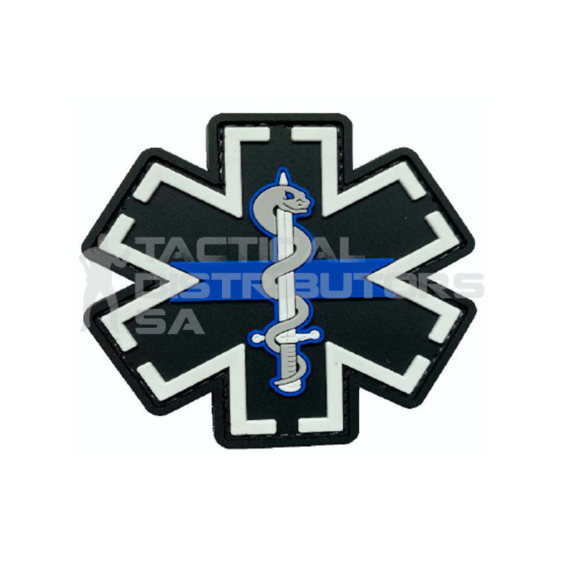 Star of Life Medical Patch 4x4 - Gray Image - Black Backing - Hook Fabric